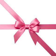 Pink Satin Ribbon and Bow Isolated
