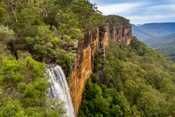 A picturesque view of Fitzroy Falls Lookout in the Morton National Park in New South Wales,...