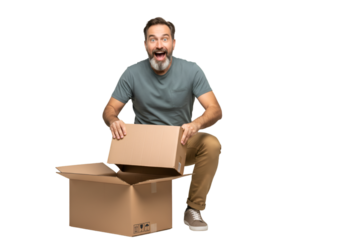 Photo of Excited Man Opening a Cardboard Box