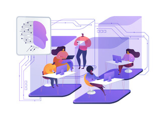 Virtual Co-Working Spaces abstract concept vector illustration.