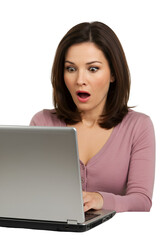 Naklejka premium Photo of Surprised Woman on Laptop