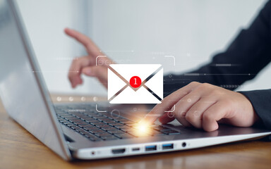 New email notification concept for business e-mail communication and digital marketing. Inbox receiving electronic message alert.