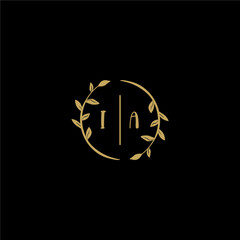 IA feminine and elegant wedding monogram initial logo with circle floral gold