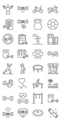 Active Lifestyle set of web icons in line style. active lifestyle, healthy living, fitness routine, daily workout and move more. Vector illustration