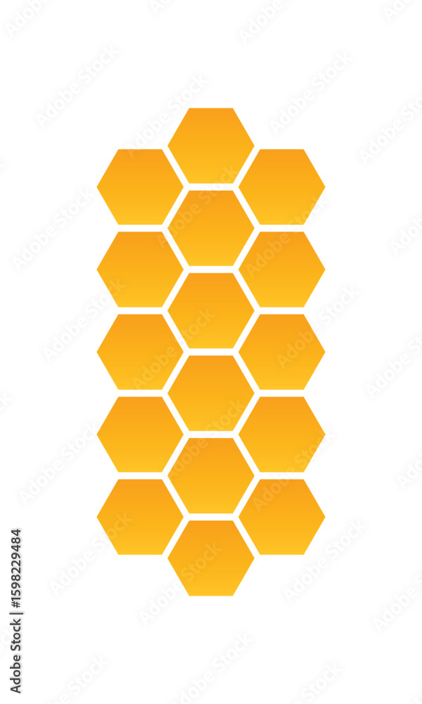 Poster abstract pattern seamless yellow hexagon honeycombs on a white background. honey comb background pat