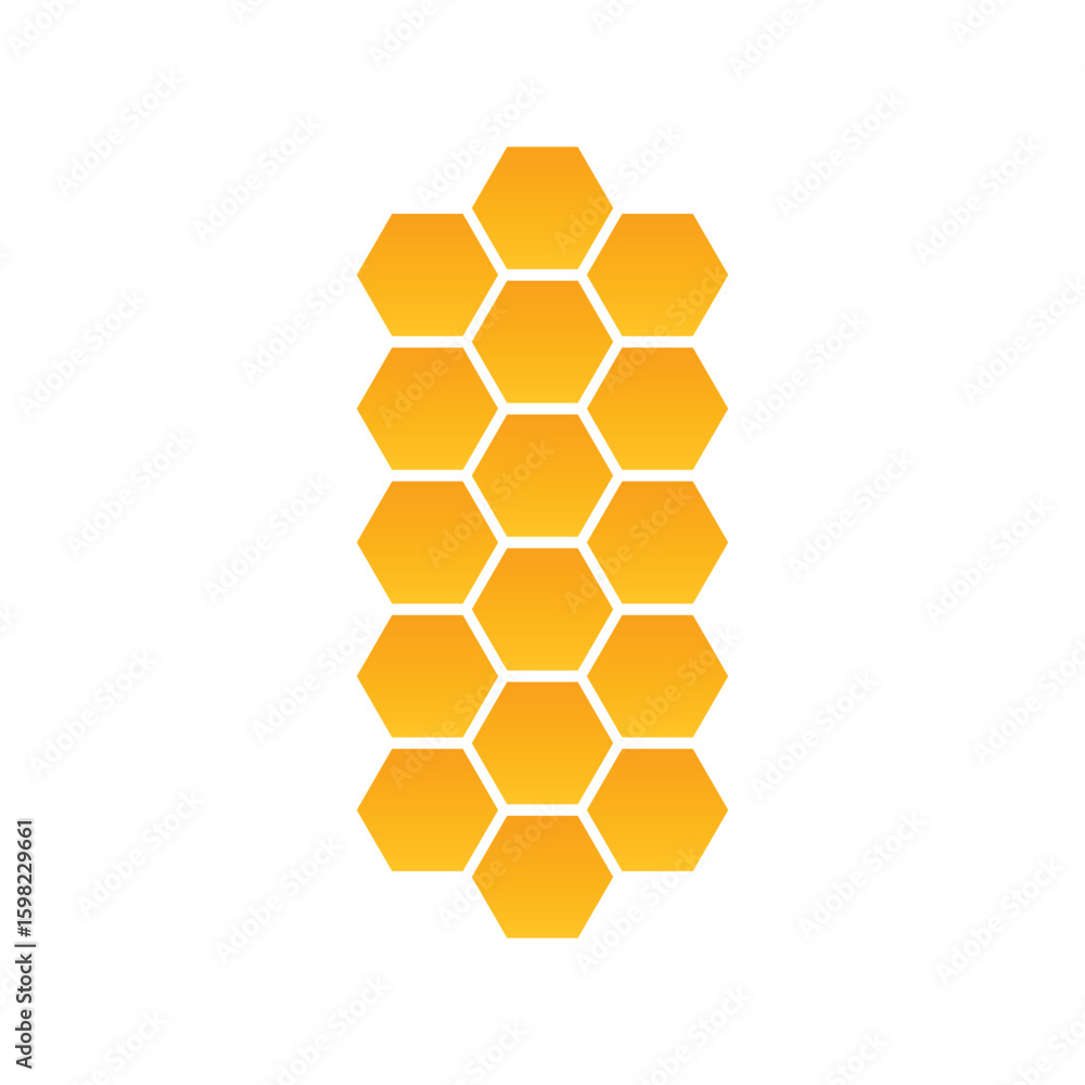 Poster abstract pattern seamless yellow hexagon honeycombs on a white background. honey comb background pat