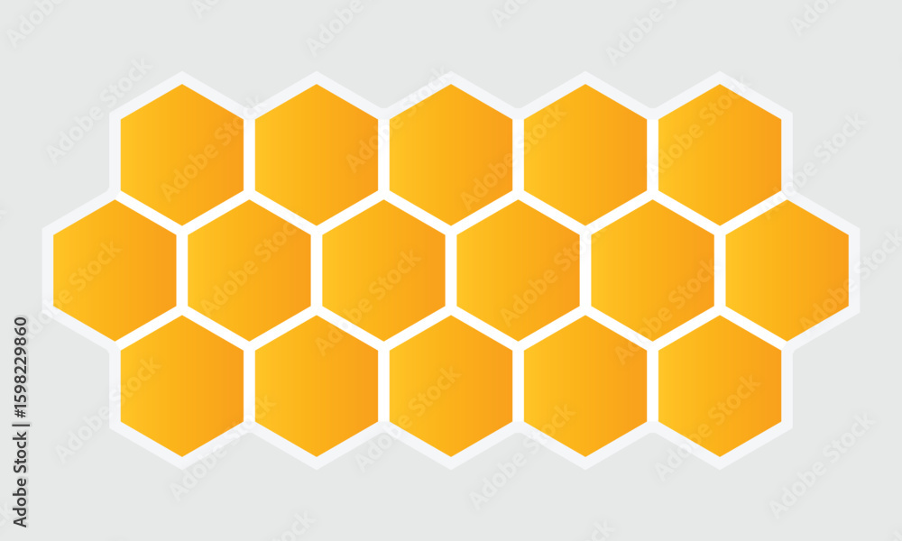 Poster abstract pattern seamless yellow hexagon honeycombs on a white background. honey comb background pat