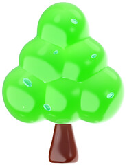 Tree cute and colorful 3D illustration