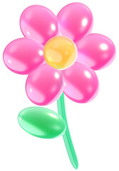 Pink flower cute and colorful 3D illustration