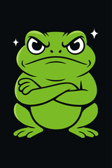 Funny Grumpy frog vector illustration