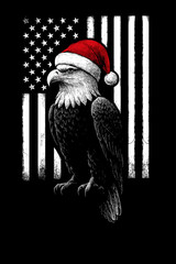 santa claus eagle with usa flag vector illustration