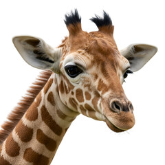 Photo Realistic Giraffe Head Closeup on Transparent Background