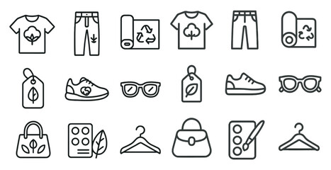 Eco-friendly outline icons set – sustainable, green, environmental symbols