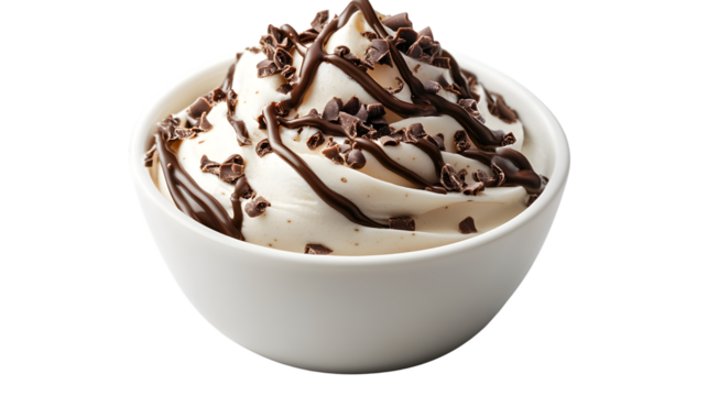 Delicious Chocolate Cream in White Bowl Isolated on White Background