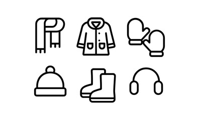 Winter clothing essentials in minimalist linear style