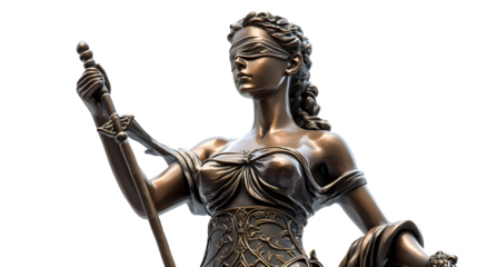 Lady Justice Statue Cut Out Transparent Isolated for Legal Concepts