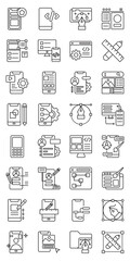 mobile app designModern Mobile UI Design set of web icons in line style.  mobile UI, mobile app design, modern UI and flat design. Vector illustration