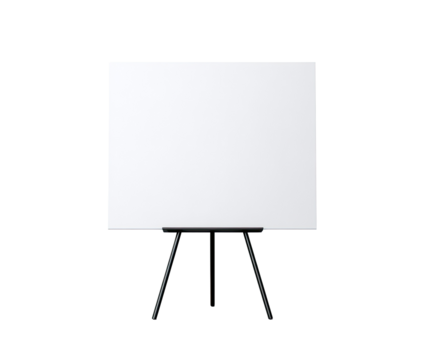 Blank white board on a black easel