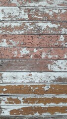  Peeling Paint Wooden Planks, White Pinkish-Brown Yellowish-Brown, Rustic Background Or Vintage Texture