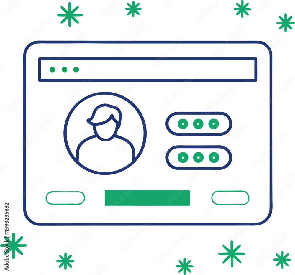 Poster clean line art user login icon for web and digital interfaces isolated on transparent background
