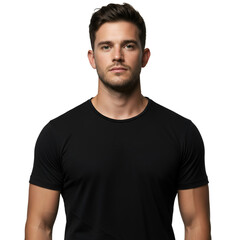 Fototapeta premium Photo Portrait Man in Black Shirt on Transparent Png Background
