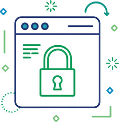 Line art illustration of a locked content icon isolated on transparent background