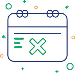 Line art icon representing the cancellation of a subscription isolated on transparent background