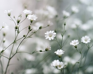 Delicate White Flowers Close Up
