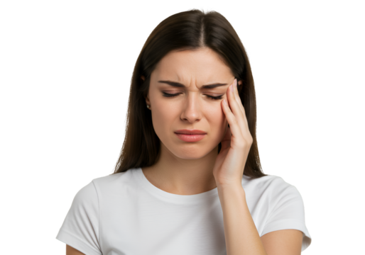 Photorealistic Isolated Portrait of Woman With Headache