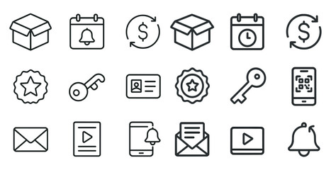 Business and office outline icons set – sleek, linear, professional symbols