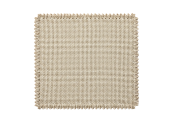 Beige canvas fabric swatch with a detailed woven texture. Isolated on transparent background, png