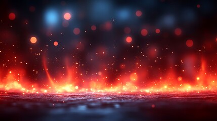 Fiery sparks illuminate a dark background.