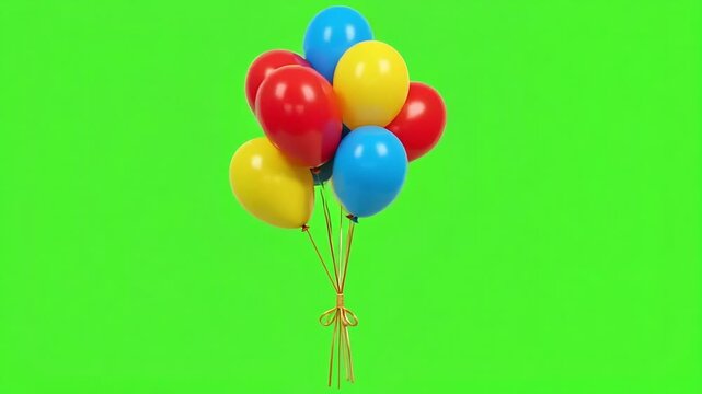 Colorful party balloons rising on chroma green screen
Perfect animation element for birthday and celebration edits

