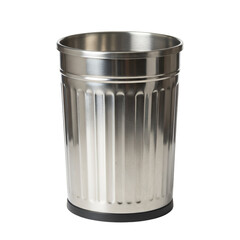 Photo of Silver Metallic Trash Can on Transparent Background
