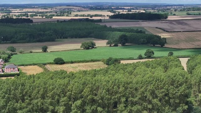 A flight over the countryside in Leicestershire near Sheepy Magna. Sunshine