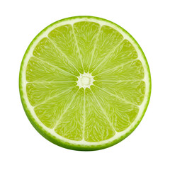 Realistic Photo of Lime Slice on Transparent Background