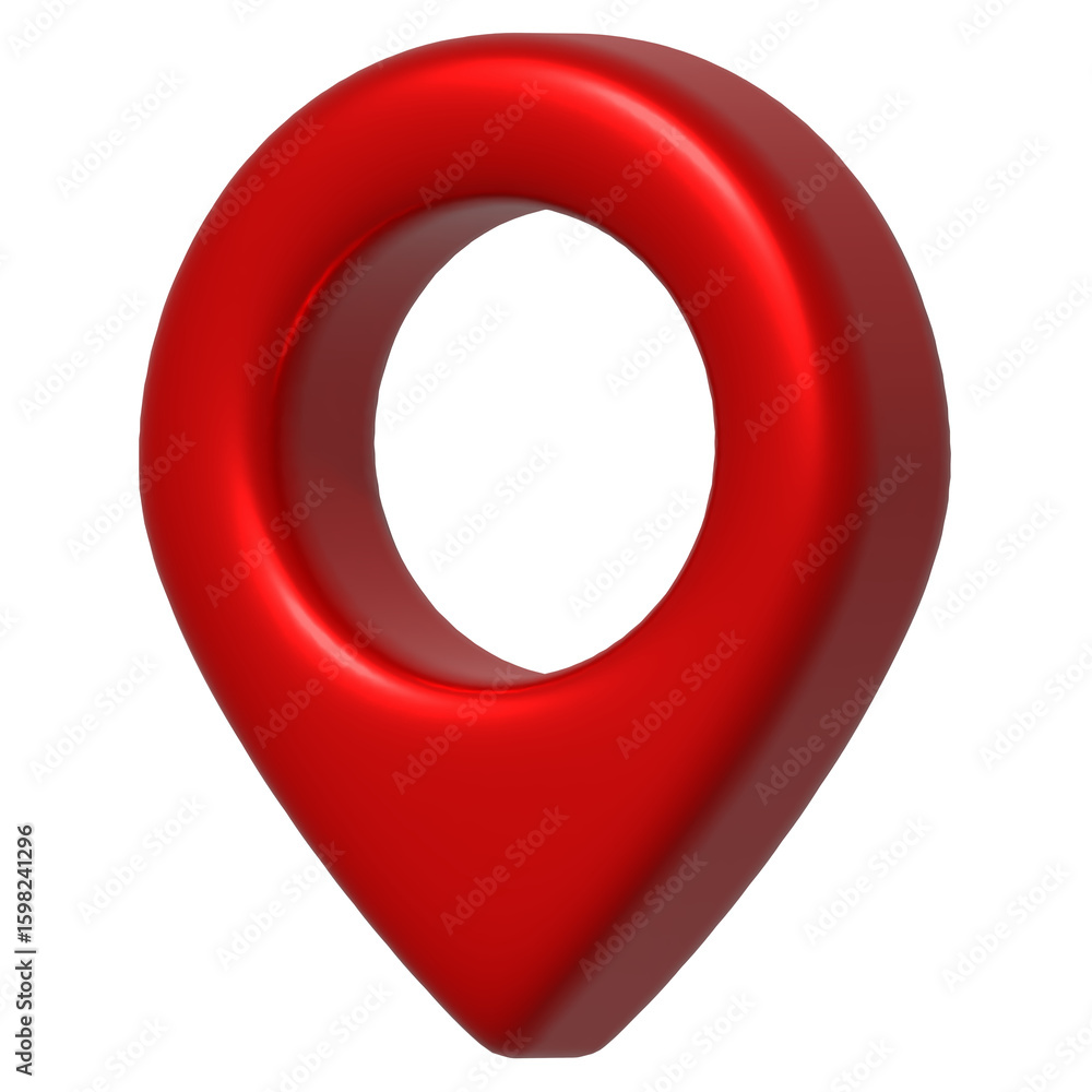Fototapete 3d red map pointer icon isolated on transparent background. location marker for navigation, gps. ill
