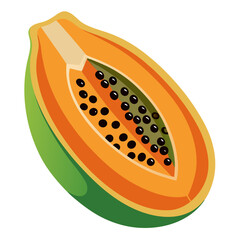 Papaya fruit and half isolated on white background