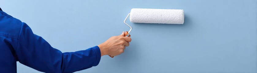 Obraz premium Hand Holding Paint Roller for Home Improvement Project