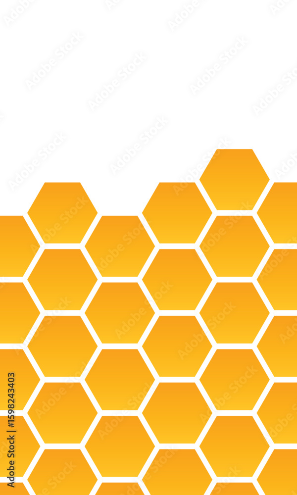 Poster abstract pattern seamless yellow hexagon honeycombs with negative space on white background
