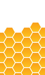 Abstract pattern seamless yellow hexagon honeycombs with negative space on white background