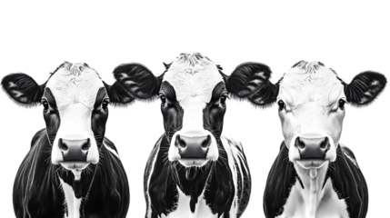 Collection of Three Black and White Cows Animal Bundle Image