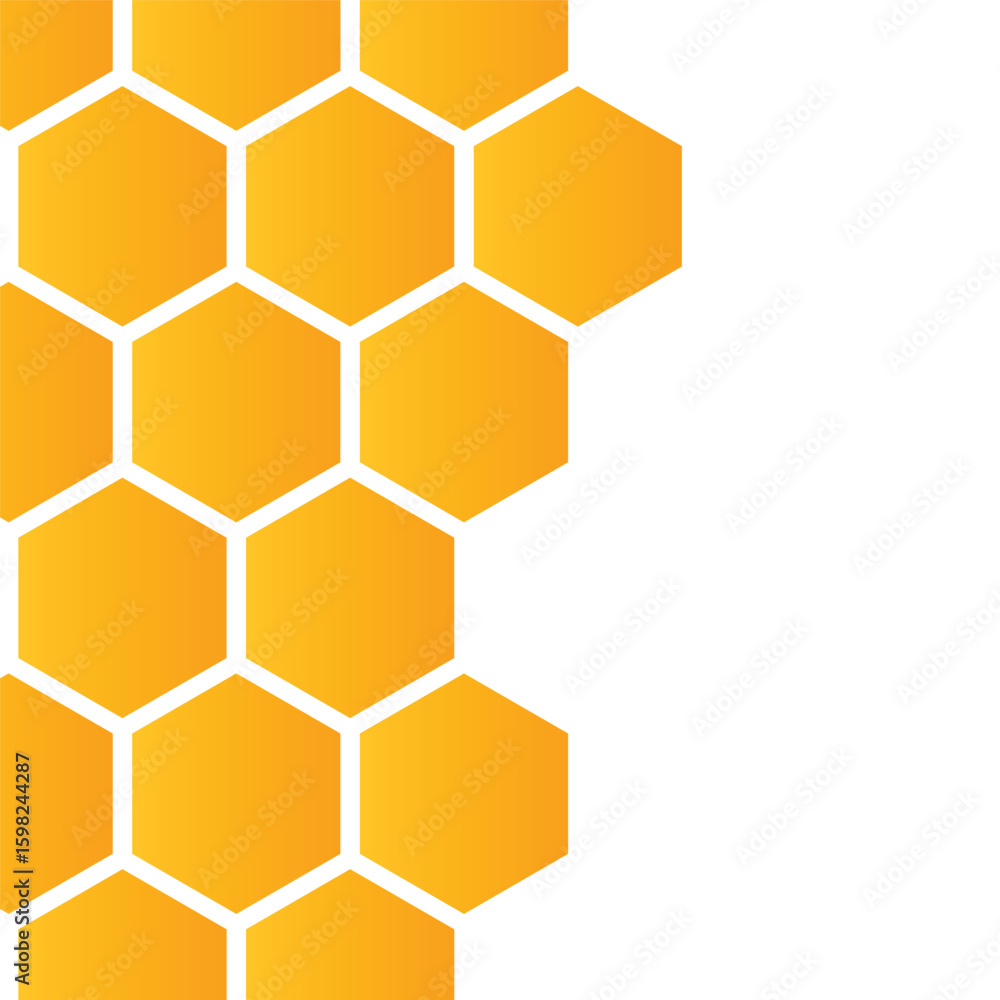 Poster abstract pattern seamless yellow hexagon honeycombs with negative space on white background