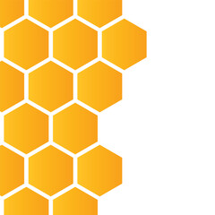 Abstract pattern seamless yellow hexagon honeycombs with negative space on white background