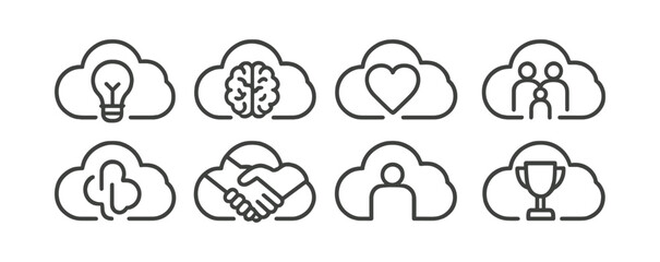 Fototapeta premium Cloud computing linear icon set. technology, innovation, digital connection icons