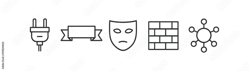 Poster cybersecurity line icon set. firewall, network protection outline icons for secure systems