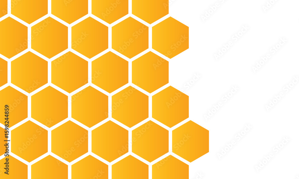 Poster abstract pattern seamless yellow hexagon honeycombs with negative space on white background