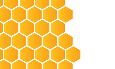 Abstract pattern seamless yellow hexagon honeycombs with negative space on white background