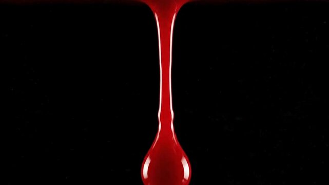 Slow motion of dripping blood on black background