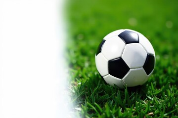 Fototapeta premium High-angle view of football on white backdrop, overhead, closeup, touchdown